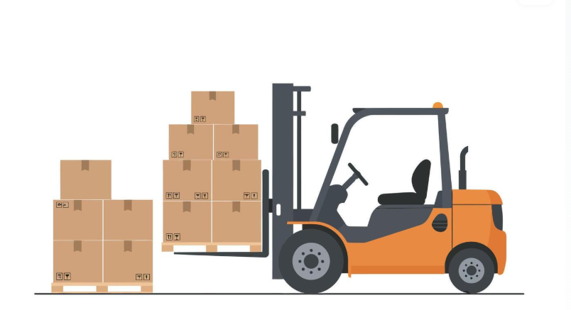 Forklift lifting pallets of boxes